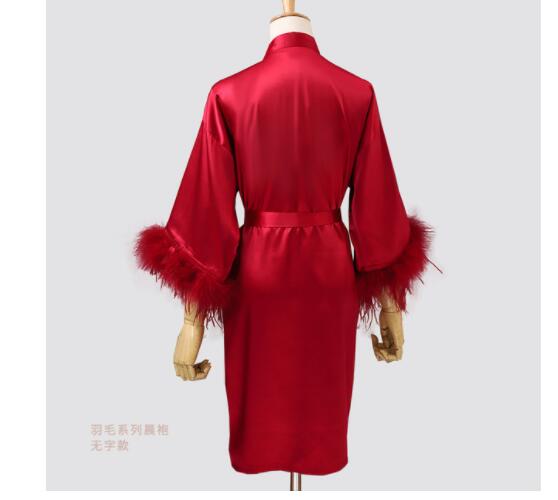 Vrouwen Veer Bruid Bruidsmeisje Robe Satijn Kimono Badjas Toga Nachtkleding Borduurwerk Brief Nachtjapon Lingerie: S / Goud