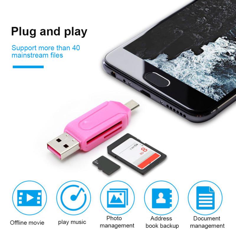 1Pcs Universele 2 In 1 Type-C Usb Otg Adapter Universele Micro Tf Sd Kaartlezer Universele Type-C Usb Otg Tf/Sd-kaartlezer