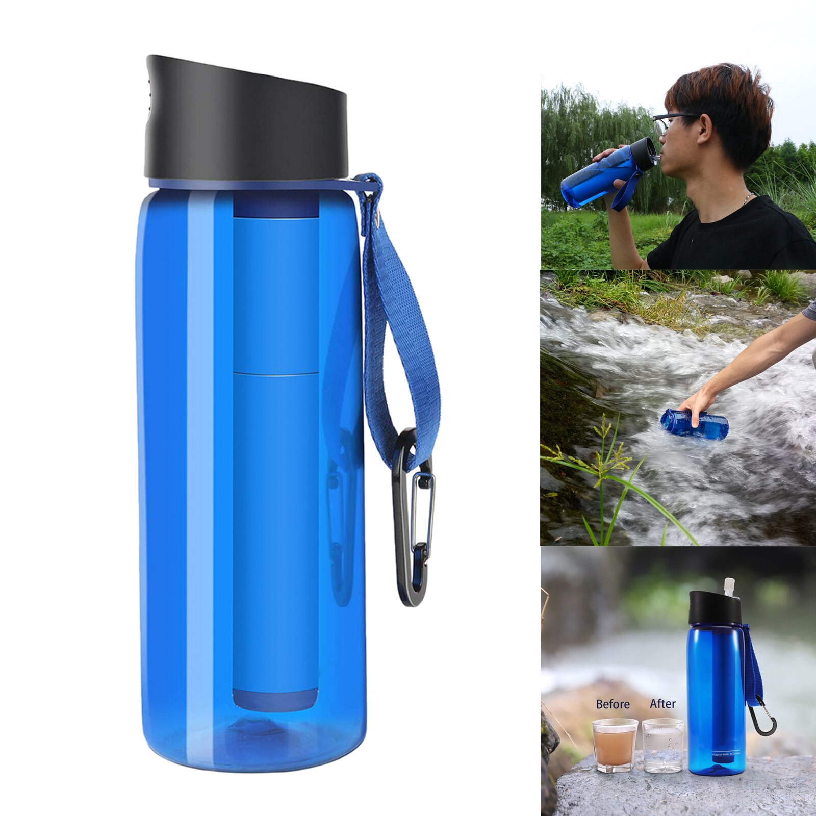 Water Filter Fles Stro Purifier Survival Emergency Camping Wandelen Tool