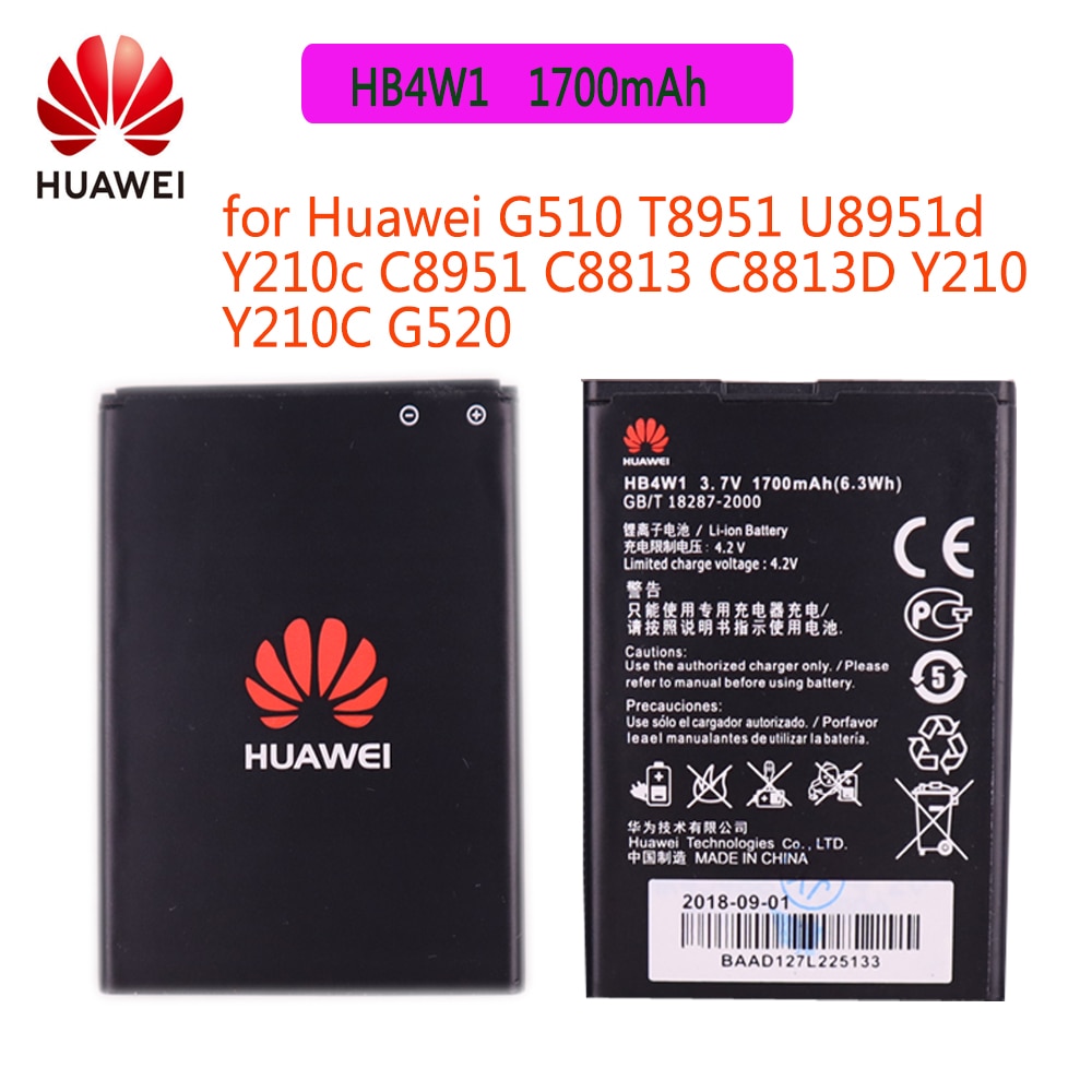 Huawei Originele Batterij HB4W1 Huawei Y3 Ii Batterij A199 G700 Ascend G510 G520 G525 Y210 Y530 C8813 C8813Q C8813D T8951 1700Mah