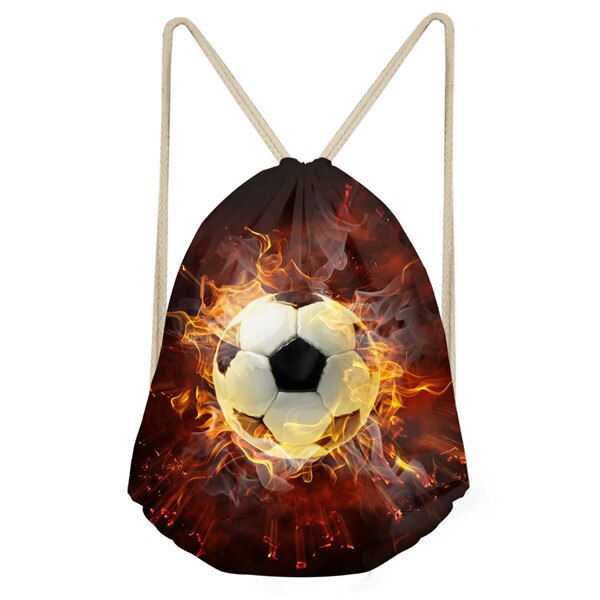 Trekkoordtas fire ball 3d prints herentassen kleine trekkoordrugzak herenschoenen opbergpakket kinderen jongens rugzak schooltassen: W348 z 3