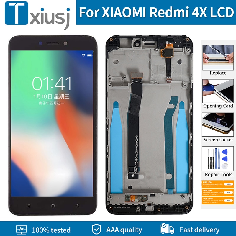 5.0 "Scherm Origineel Voor Xiaomi Redmi 4X Lcd-scherm Touch Screen + Frame Digitizer Vergadering Vervanging Voor Redmi 4X lcd