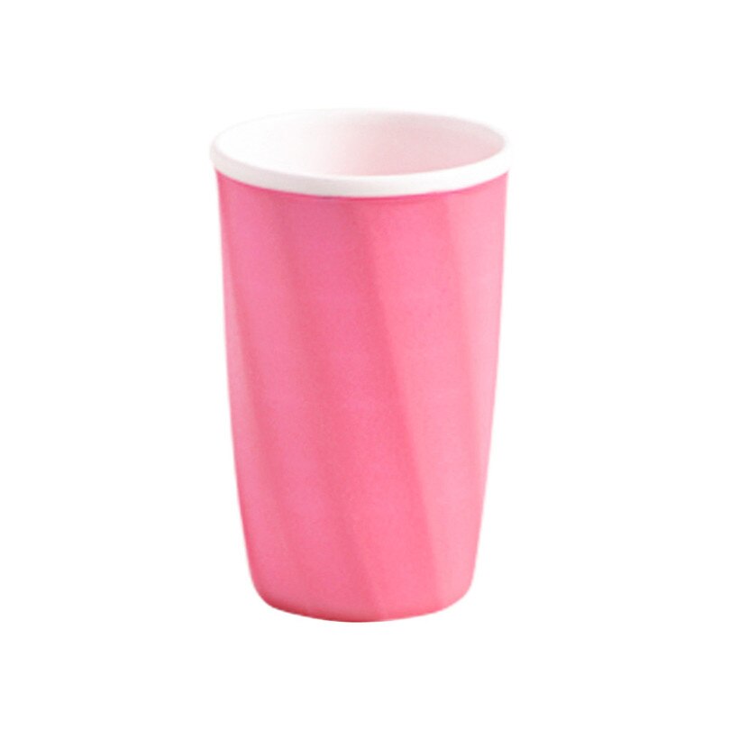 Plástico resistente al calor taza de limpieza dental baño taza de cepillo de dientes soporte de pasta de dientes paja beber lavar gárgaras de vidrio #4MM15: Rosa