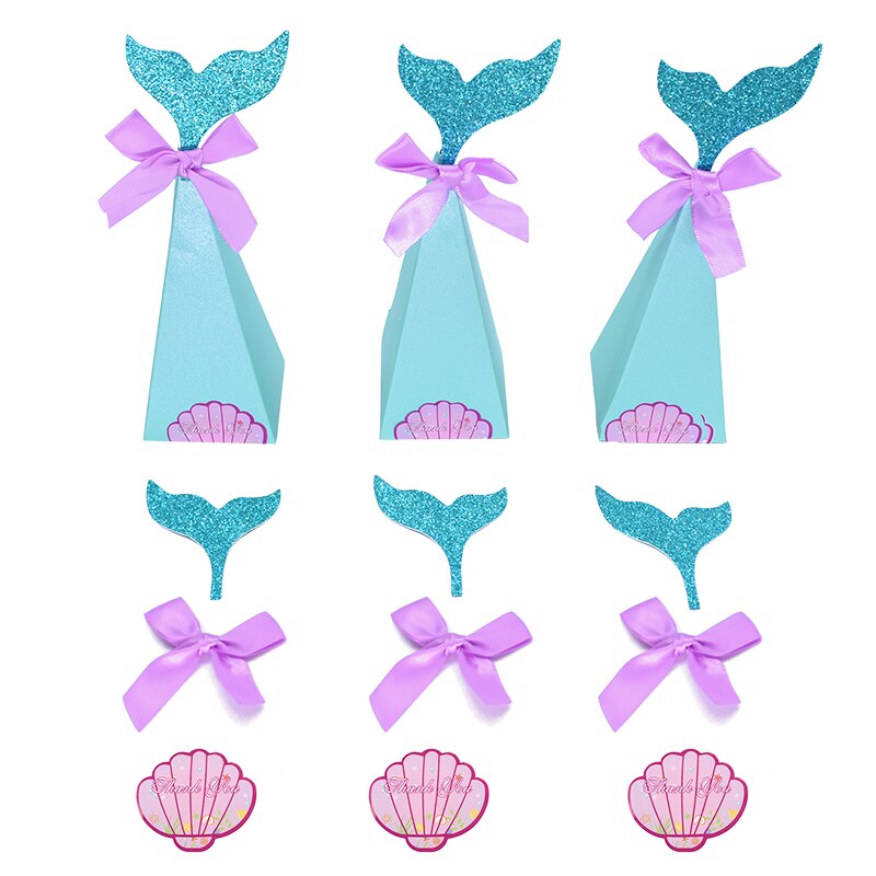 Mermaid Snoep Box Diy Papier Doos Zakken Mermaid Verjaardag Decoraties Kleine Zeemeermin Geschenkdoos Voor Kids Birthday Party Favor Supplies