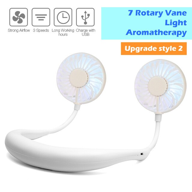 Mini Fan 2000Mah Oplaadbare Usb Fan Draagbare Handheld Fan 3-Speed Mini Usb Handy Kleine Desktop Cooling Neck fan Koeler: white -2