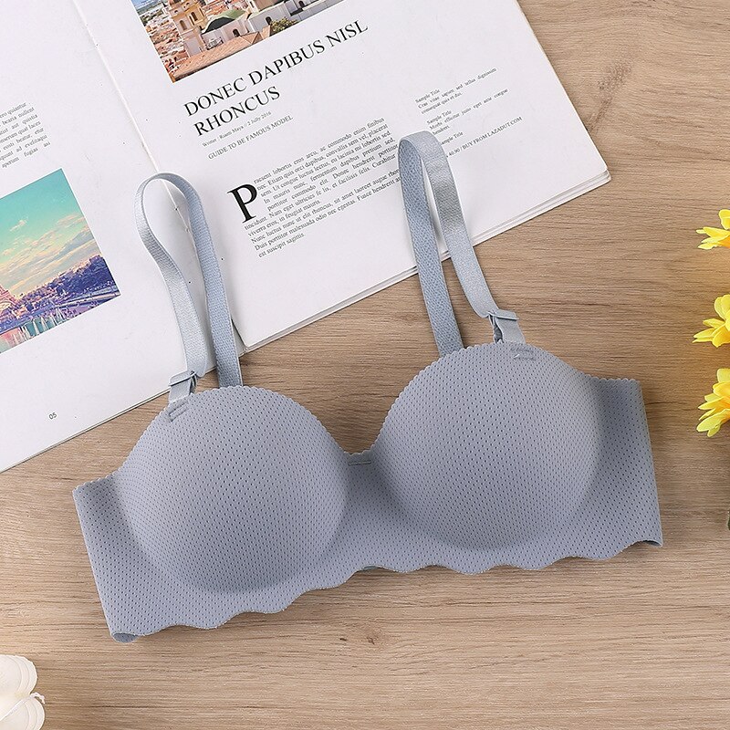 8 Colors Sexy Women Bras Solid Seamless Underwear Adjustable Push Up Wire Free Bralette Soft Female Breathable Lingerie: Bule