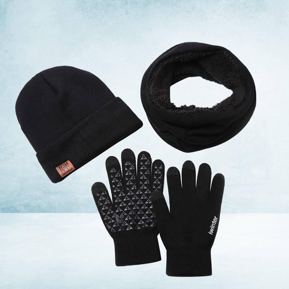 3 Stuks Handschoenen Set Praktische Warme Comfortabele Duurzaam Witter Wanten Zachte Sjaal Winter Handschoen Voor Man Vrouw