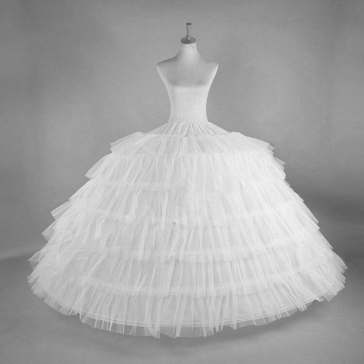 Jupe longue bouffante, en Crinoline, en Tulle, pour robe de bal et robe de mariée, blanc, 6 cerceaux, en Tulle pour robe de mariée, JKC7