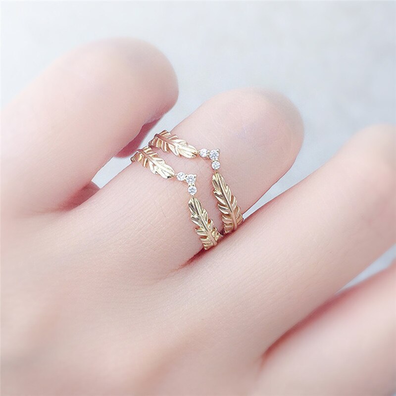 Wheat Rings Golden Finger Ring for Women Peace Symbol Party Rings Female Plant Jewelry bijoux femme
