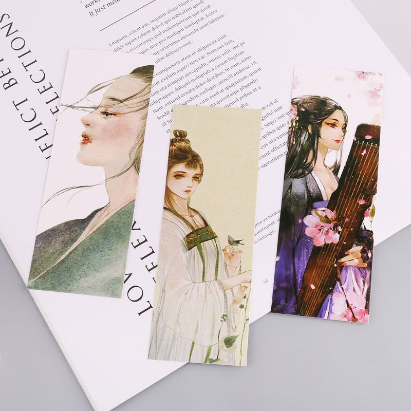30pcs Beautiful Girl Bookmarks Paper Page Notes Label Message Card Book Marker School Supplies Stationery