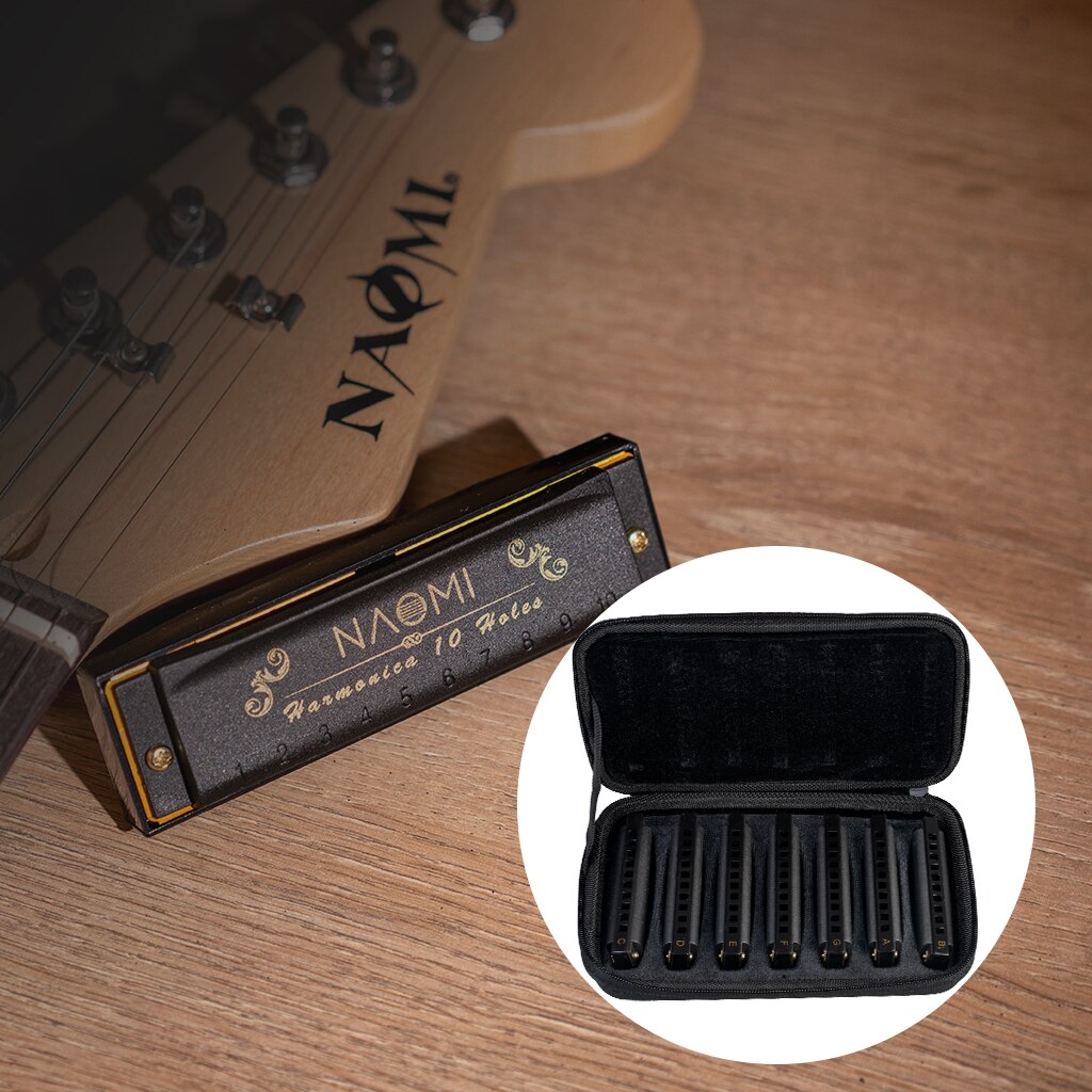 Deluxe Seven Piece Harmonica Set - G, A, Bb, C, D, E, F Key Pack