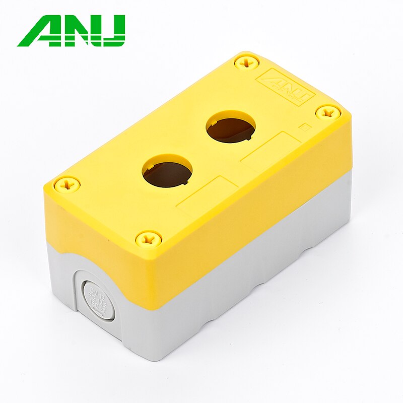 Waterproof Push Button Switch Box Suit For Emergency Stop Indicator Yellow/Gray IP66 PC+ABS 2 Hole Control Box