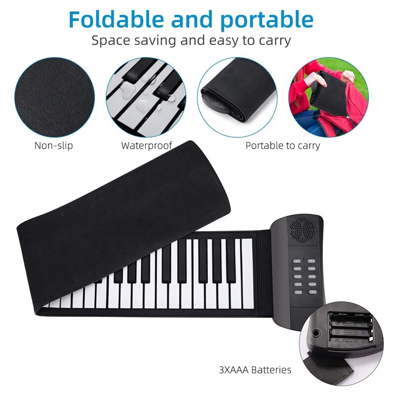 opvouwbare elektrische piano Draagbare 49-key Vouwen Elektronische Piano Flexibele Handrol Toetsenbord Voor Kinderen Beginner