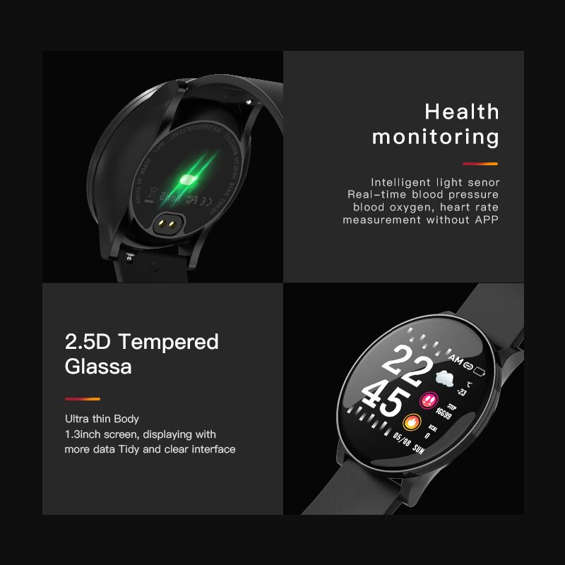 OGEDA Wearfit Smart Uhr W8 Für Männer Blutdruck Herz Rate Fitness Tracker Pedometer Mann Sport Smartwatches Für Android IOS