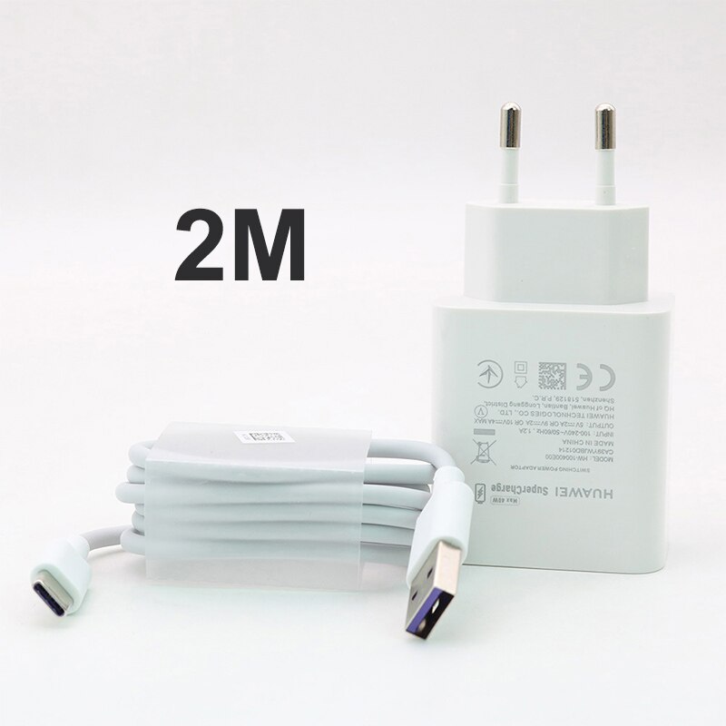 Huawei Supercharge Fast Charger Max 40W 10V/4A With 5A Cable For Huawei P30 P40 Nova 5 5t 7 Pro Mate 30 20 Pro Magic 2 Honor V30: EU and 2m cable