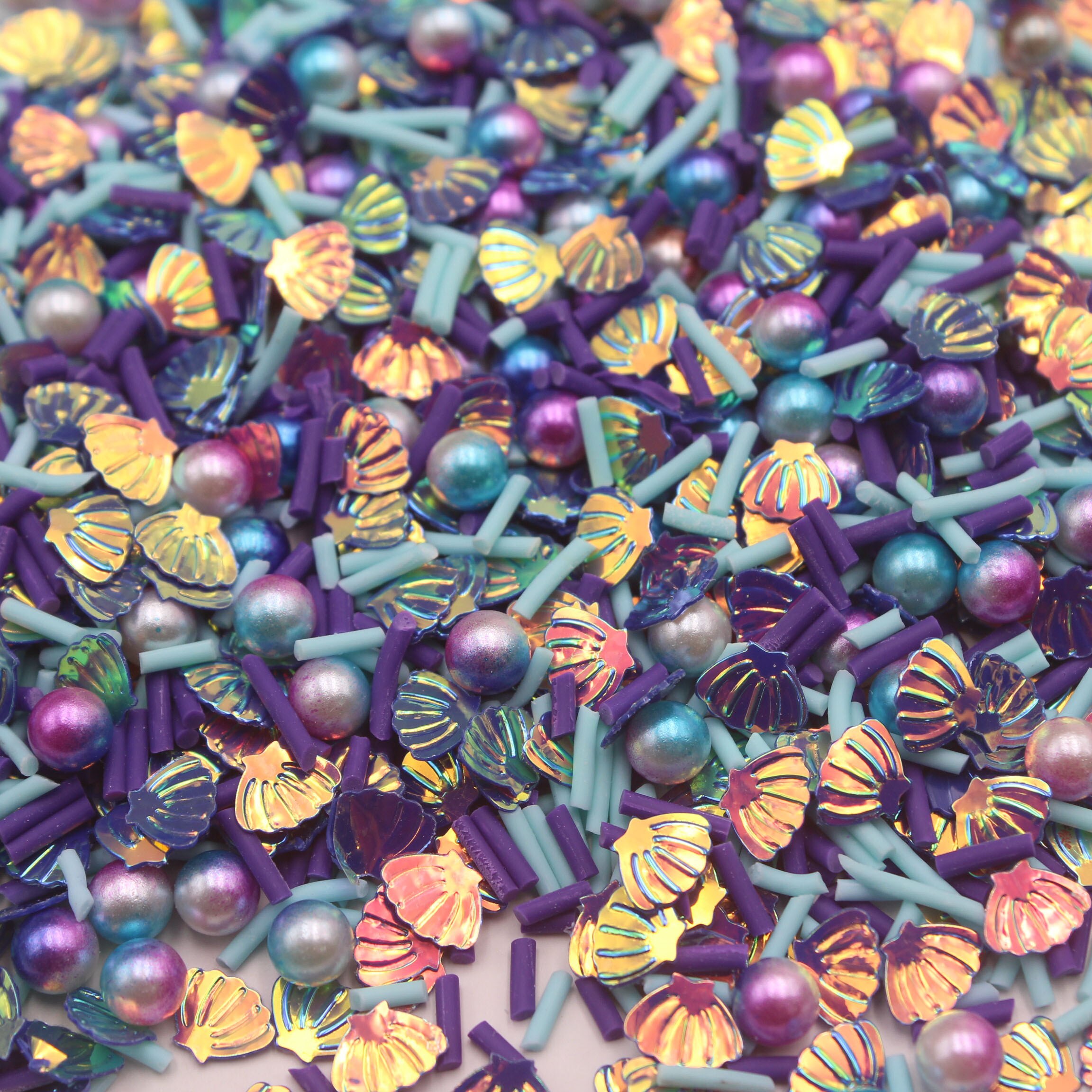 100g/Lot Glitter Shell Sequins Mixed Long Candy SPrinkles Slices with Pastel Beads for Tumbler Accessories Shaker