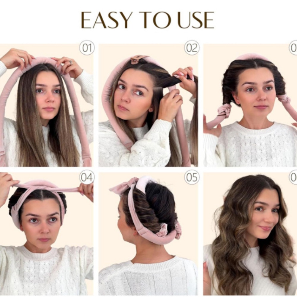 Diadema con varilla rizadora sin calor, rizador de pelo suave sin cabeza, rulos para el cabello, rizos para dormir perezosos, diadema rizadora, herramientas de estilismo