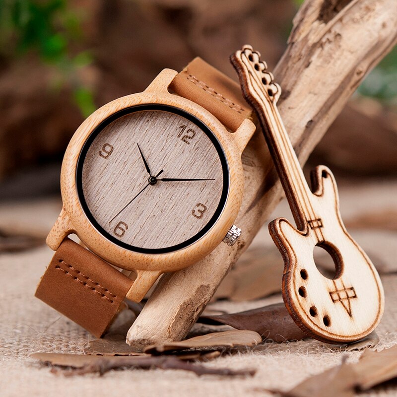 BOBO BIRD-reloj de madera para hombre, cronógrafo de cuarzo, con correa de cuero, caja de papel de