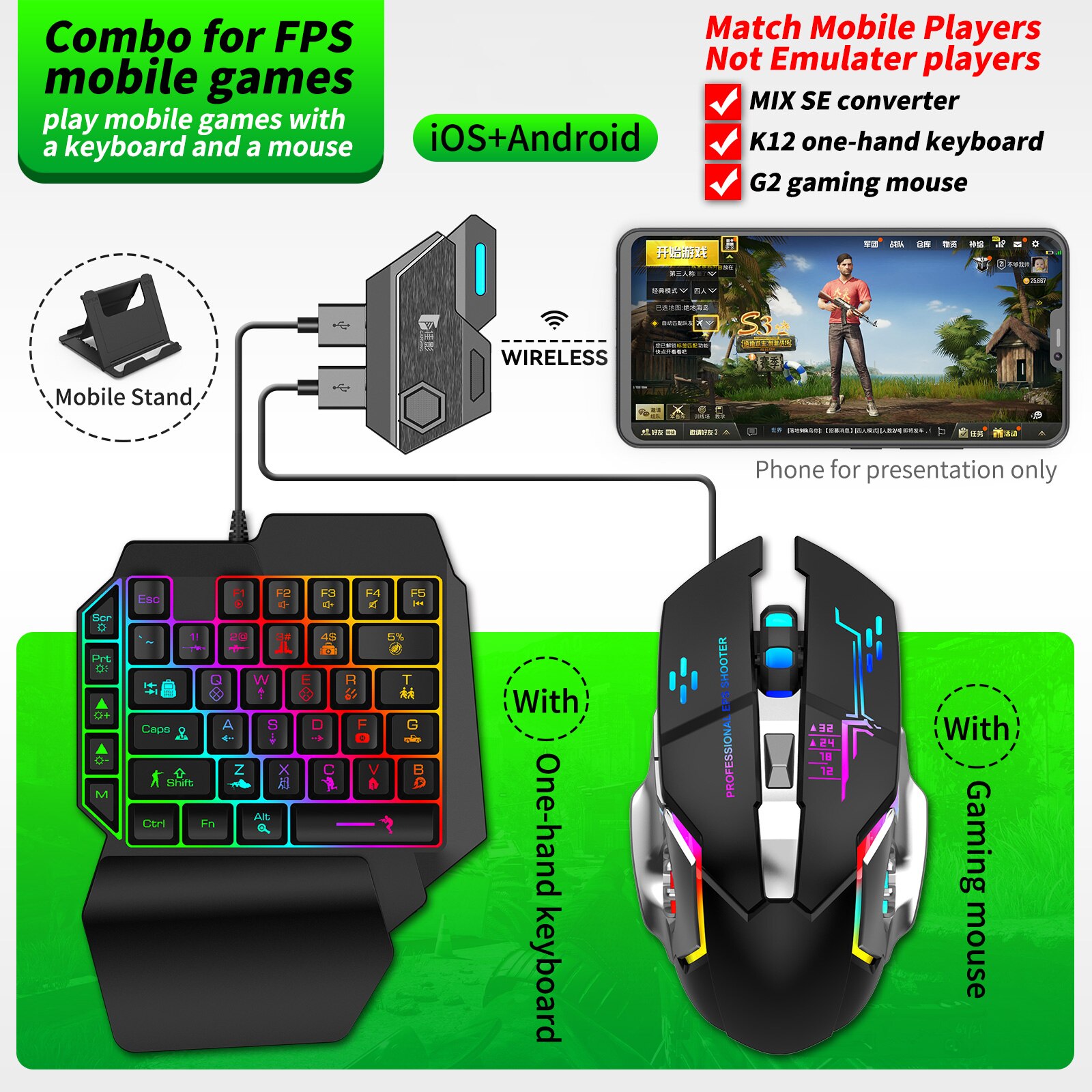 Mobile Game Converter Keyboard Mouse Set / Single Converter Bluetooth-compatible 5.0 Adapter Converter