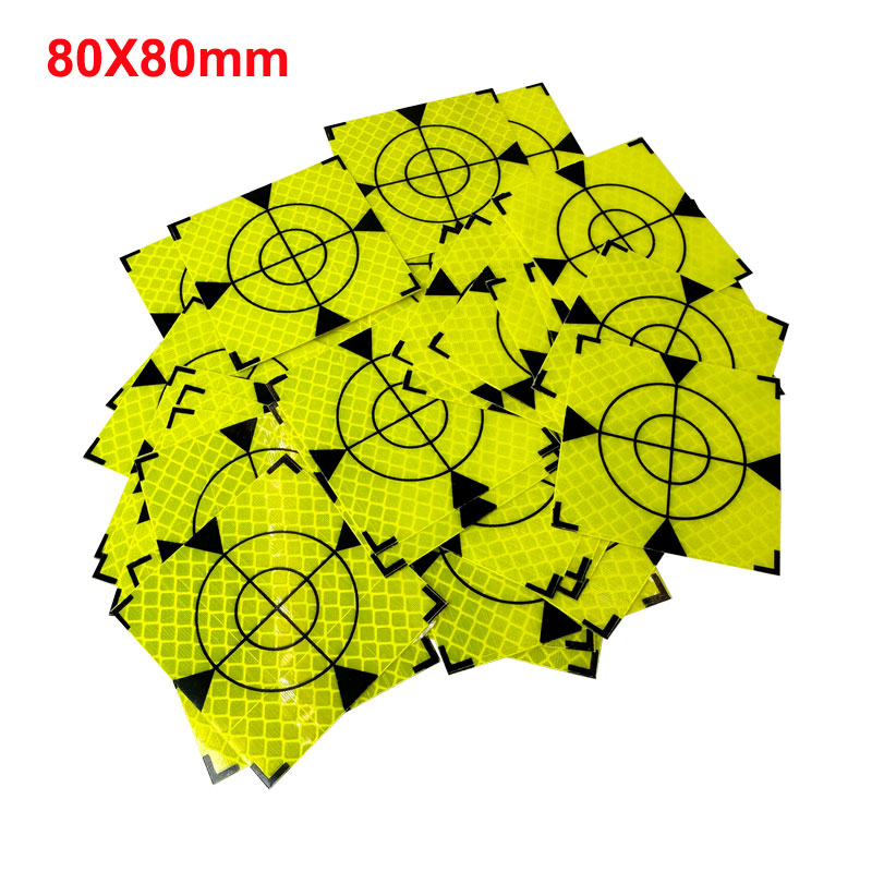 100 stks Maat 60mm 20 30 40 50 80 Reflector Vel Voor Total Station Survey Aardrijkskunde Fluorescerende Groene Driehoek reflecterende Sticker
