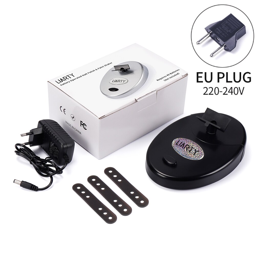 Liarty Strong Nail Polish Shaker Easy Varnish Bottle Shaking Machine Gel Anti Caking Shaking Machine For Liquid Bottle: Black EU plug