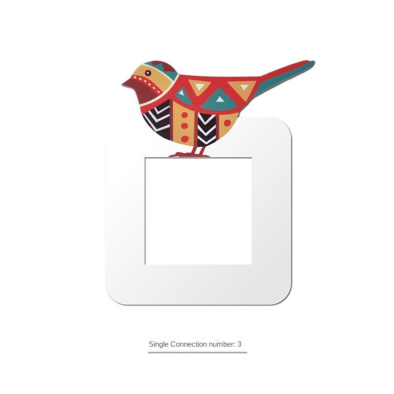 Bon augure oiseau interrupteur décoration pâte moderne Simple cadre couverture prise Protection couverture peut être carte peut coller Stickers muraux: 3