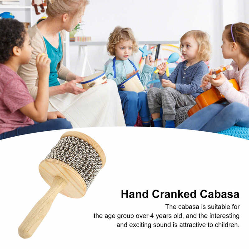 Wooden Cabasa Comfortable Grip Steel Ball Environmental Friendly Portable Cabasa Easy Operation Musical Toy for Rhythm Training