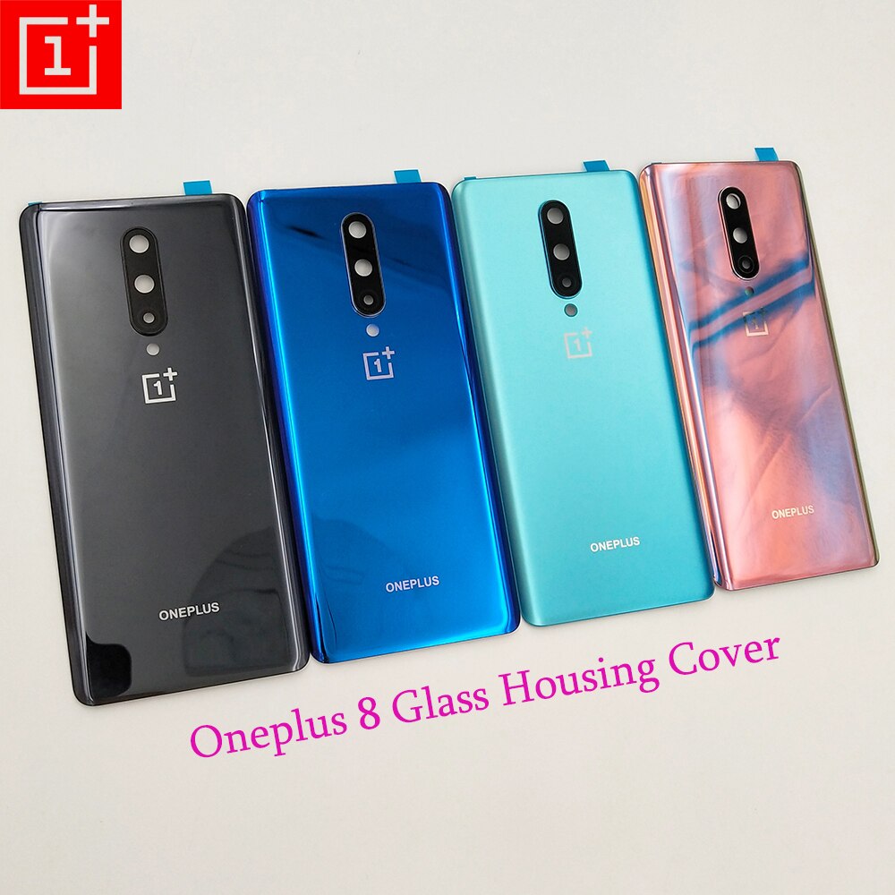 Oneplus 8 parti posteriori di riparazione della custodia della batteria di ricambio del coperchio dell&#39;alloggiamento dello sportello del pannello posteriore in vetro per One Plus 1 + 8 con obiettivo della fotocamera + Logo