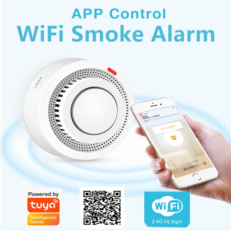 Tuya wifi røgalarm smart life app brandalarm røgsensor wifi røgalarm sikkerhedsdetektor 80db