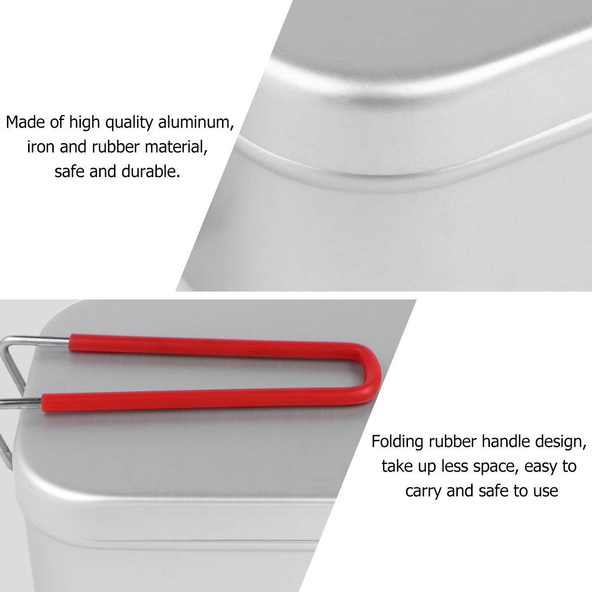 Aluminum Lunch Box With Red Folding Handle Portable Bento Box Mini Food Container for School Office Camping