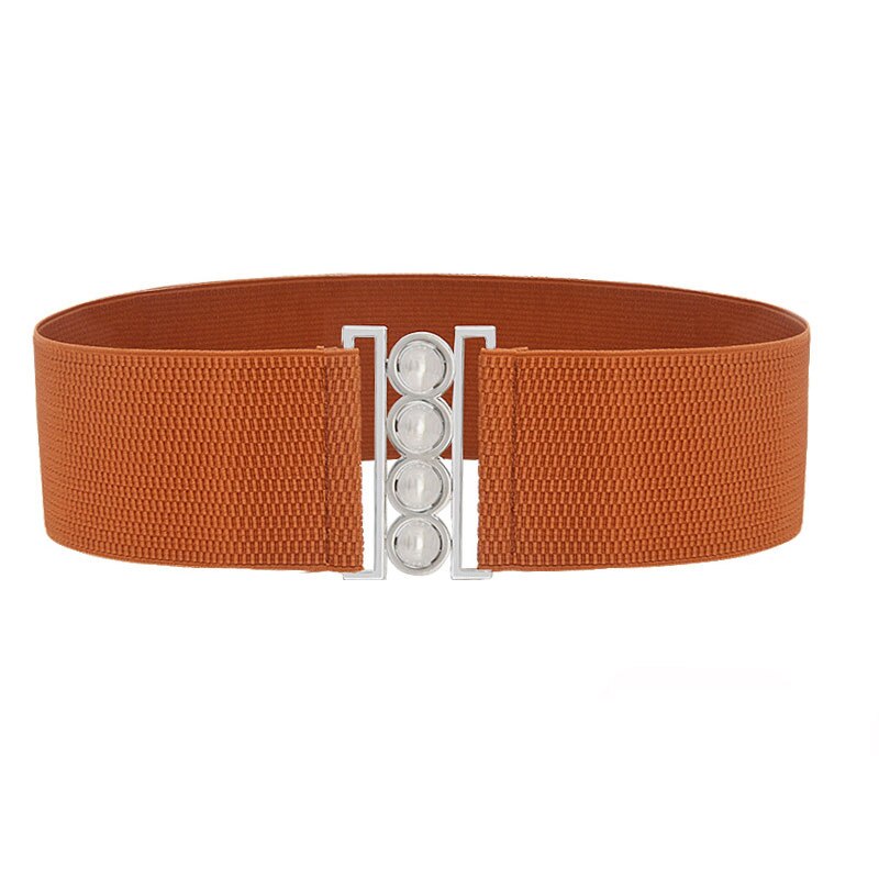 Curele elastice late elastice de lux pentru femei rochie cu cataramă metalică argintie curea din țesătură corset feminin accesorii de îmbrăcăminte: Cafea neagră