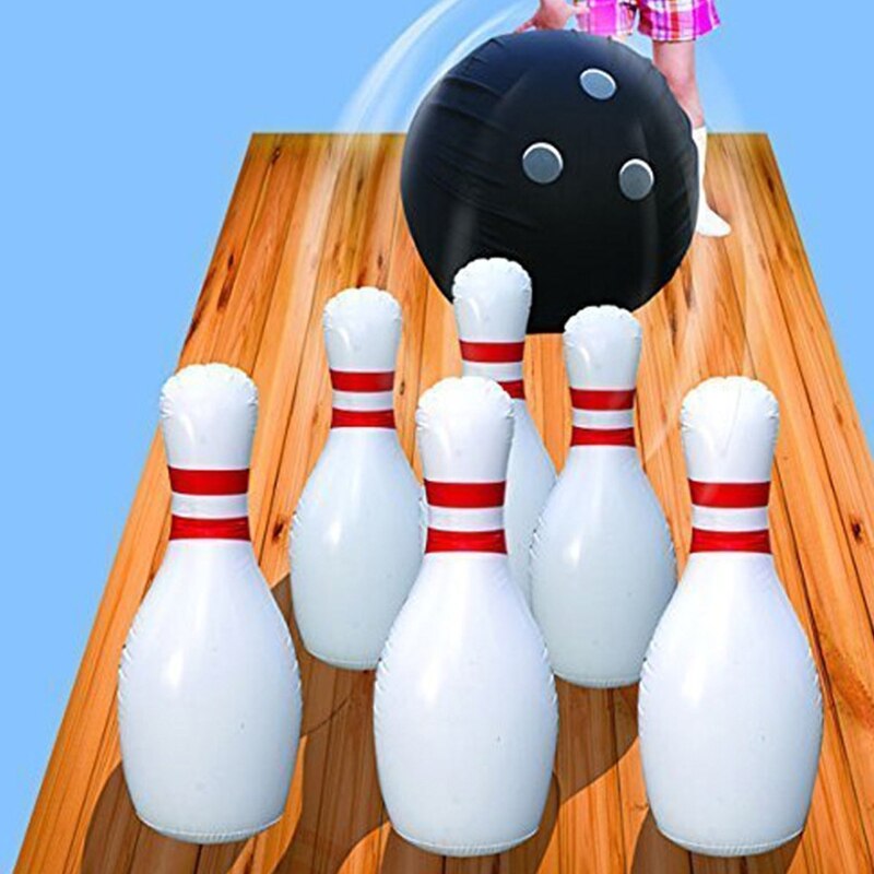Novelty Place Giant Inflatable Bowling Set for Kids Outdoor Lawn Yard Game for Family Jumbo Pins 16" Ball Christmas