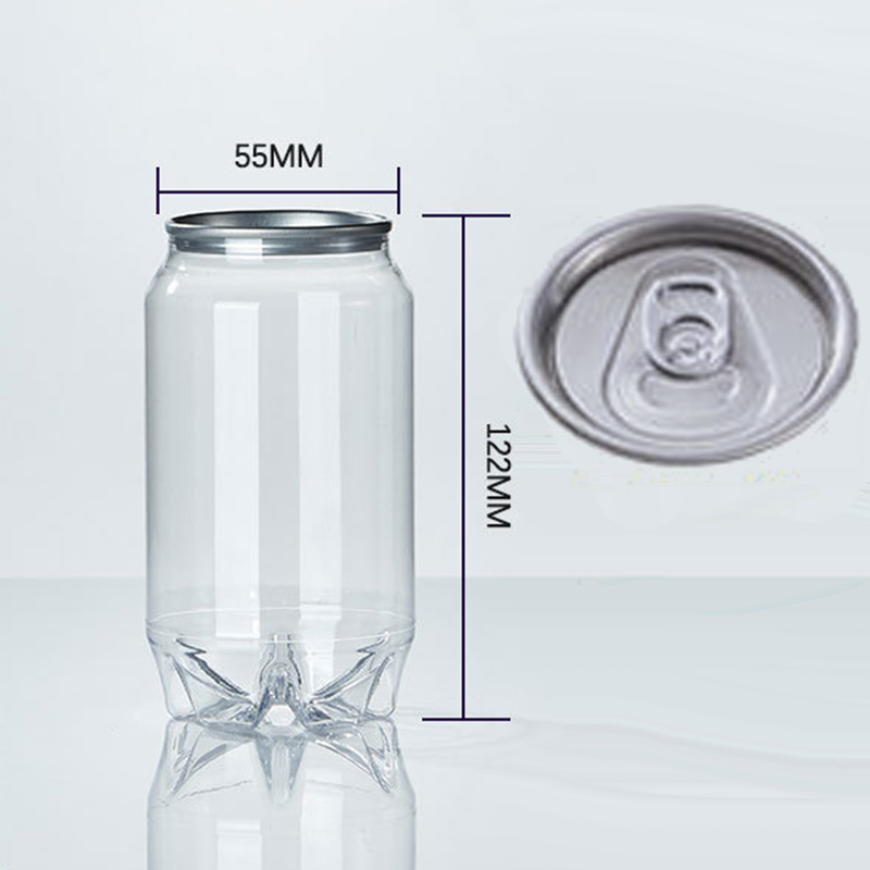 Lata vacía de 350ml, cubierta de aluminio, tarro de plástico transparente, sello de botella de PET para café, latas de té con burbujas, tapa de anillo de lámina para conservas, boca de botella E: XXL / Verde claro