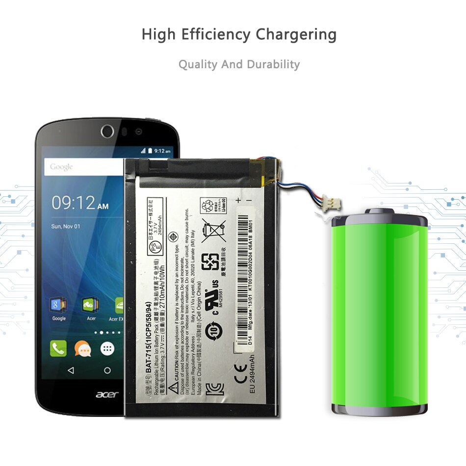 Tablet Battery - 2710mAh Li-Polymer - Replacement for Acer Iconia Tab B1-A71 B1-710 - BAT-715