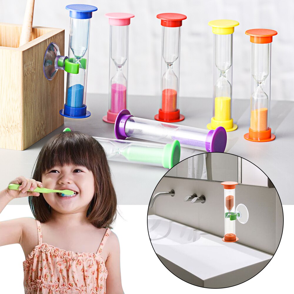 Minuterie de douche pour enfant, 3 minutes, ventouse colorée, sablier, horloge de sable, minuterie de douche, brossage des dents, minuterie de jeu