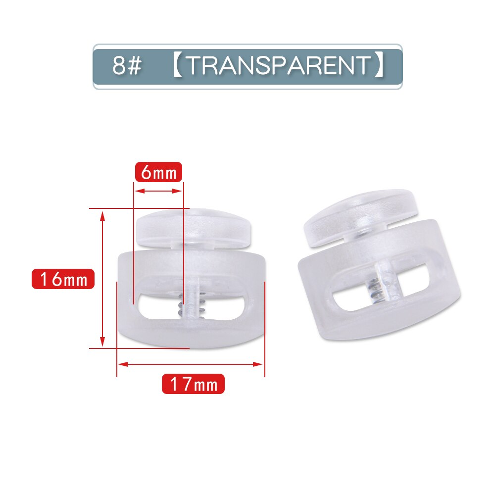 10pcs Cord Lock Plastic Stopper Cord Ends Toggles Clip Buckle Button Clear Frost Shoelace Sportswear DIY Bag Accessories: NO08 Clear022