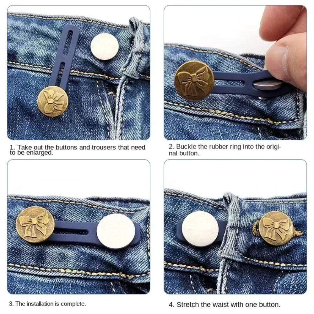 6 pezzi bottoni per cucire Jeans regolabili bottone retrattile pantaloni in metallo Extender Jeans retrattili bottone in vita accessori per cucire