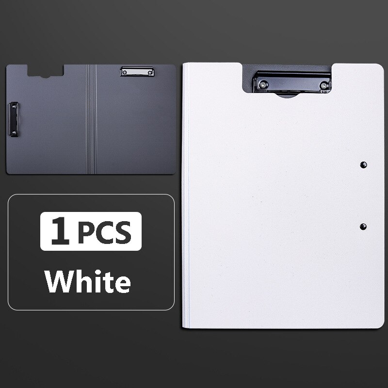A4 File Folder Clipboard Writing Pad Memo Clip Board Double Clips Test Paper Storage Organizer School Supplies Office Stationary: White