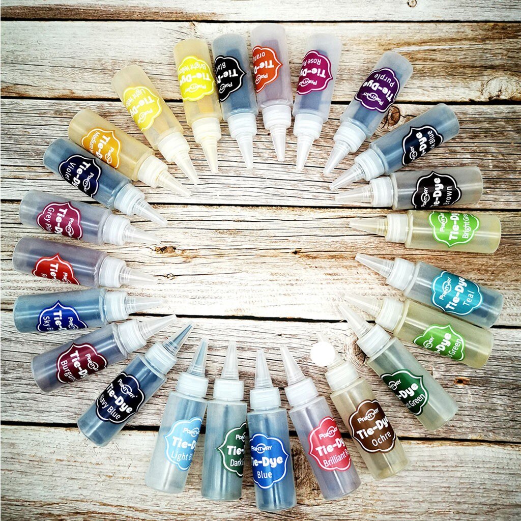 Cold Water Colorful One Step Art Craft Permanent With Pigment Fabric Tie-Dye Kit 24 Colors DIY Safe Dyes Fun DIY Garment