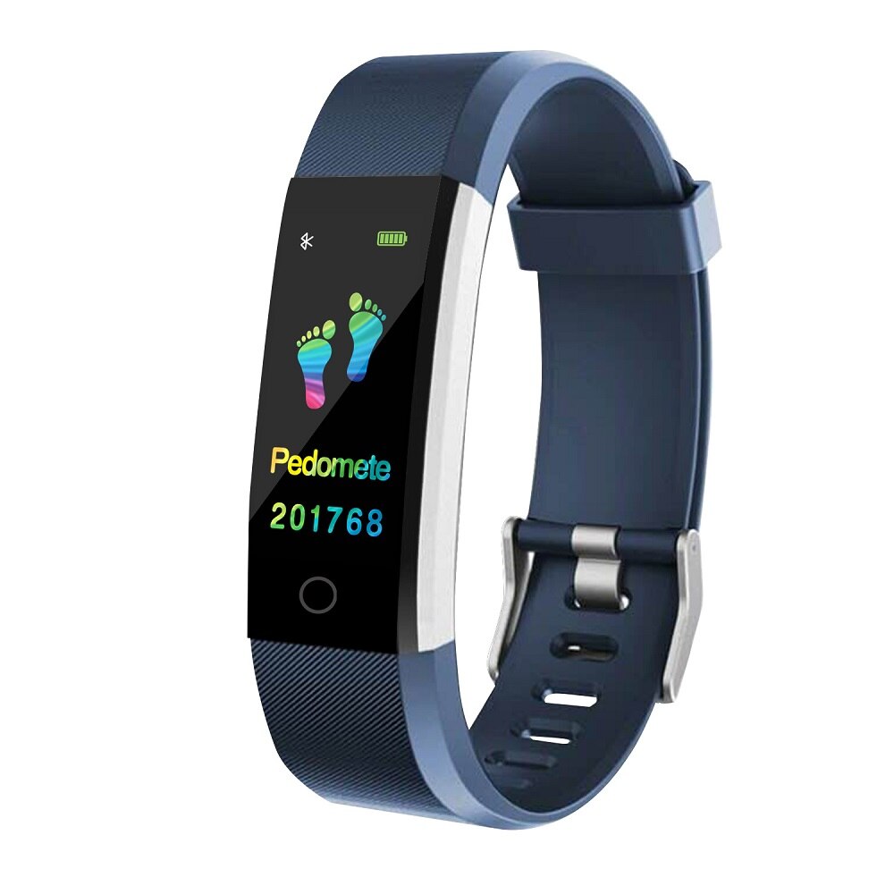 Smart Wristband Fitness Bracelet Band 0.96" Touch Screen LCD Message Heart Rate Time Smartband IP67 Waterproof Wrist Band: Blue