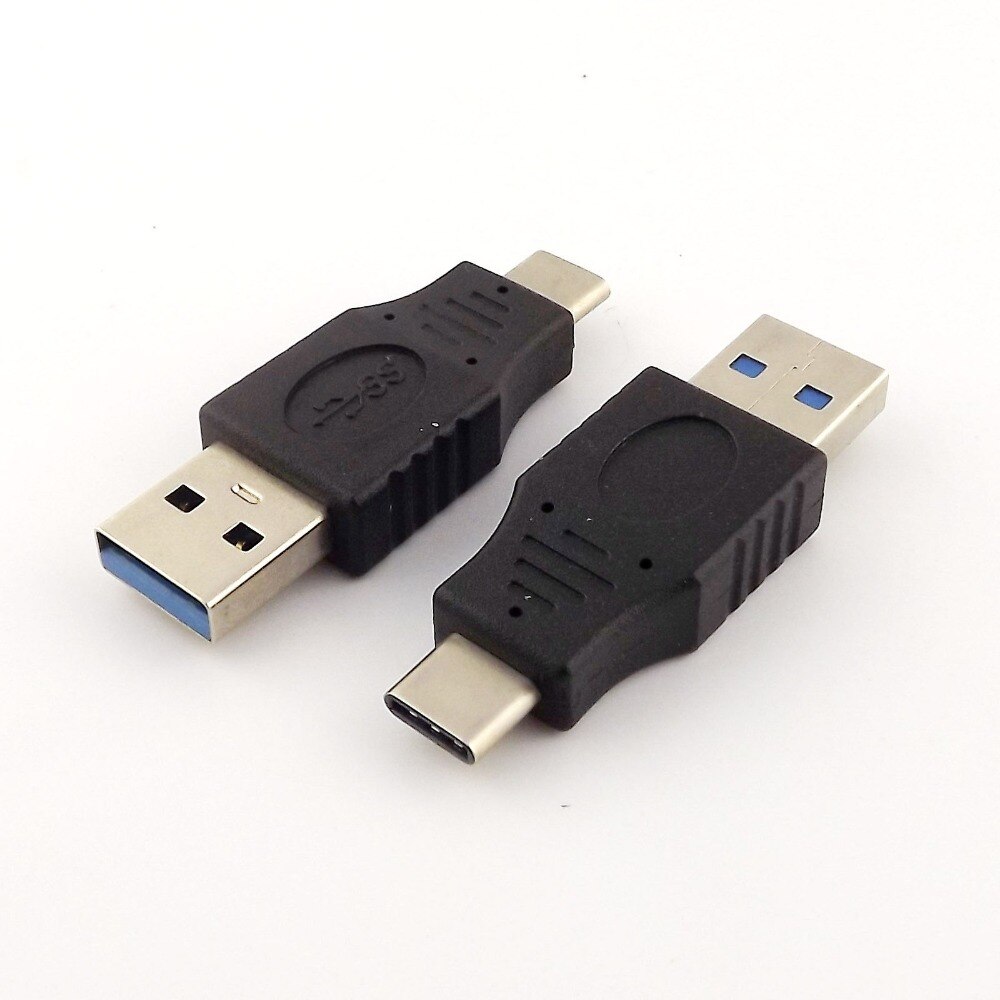 1x USB 3.0 A Male to USB 3.1 Type C Male Plug Sync Data Power Supply Male to Male Adapter Converter Black