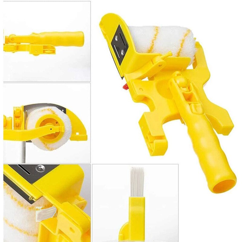 Pole Mountable Paint Edger with Roller and Adjustable Brush, Handheld Paint Edger,Wall Brushing Tool