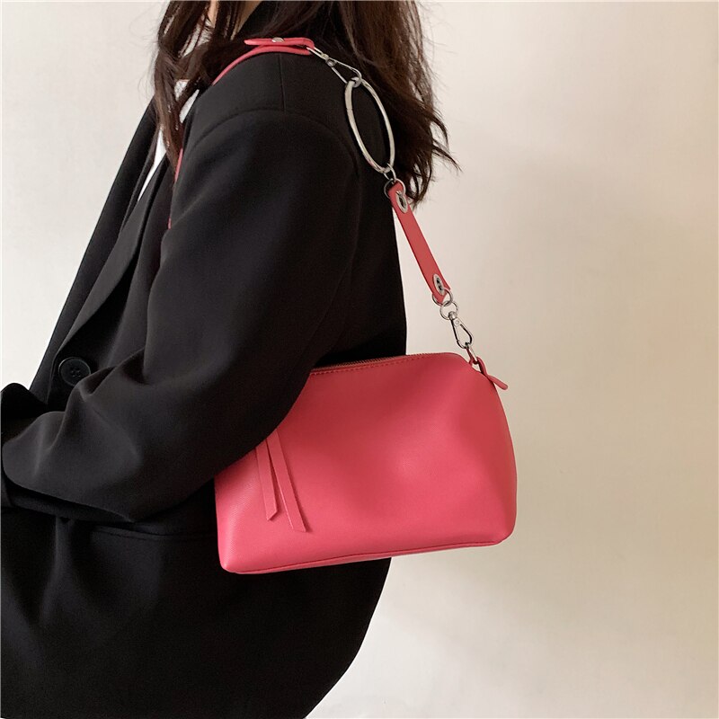 Top Handle Bags Ladies Shoulder Bag Wild Messenger Bag Female Trend Simple Style Bolsos De Mujer: Red