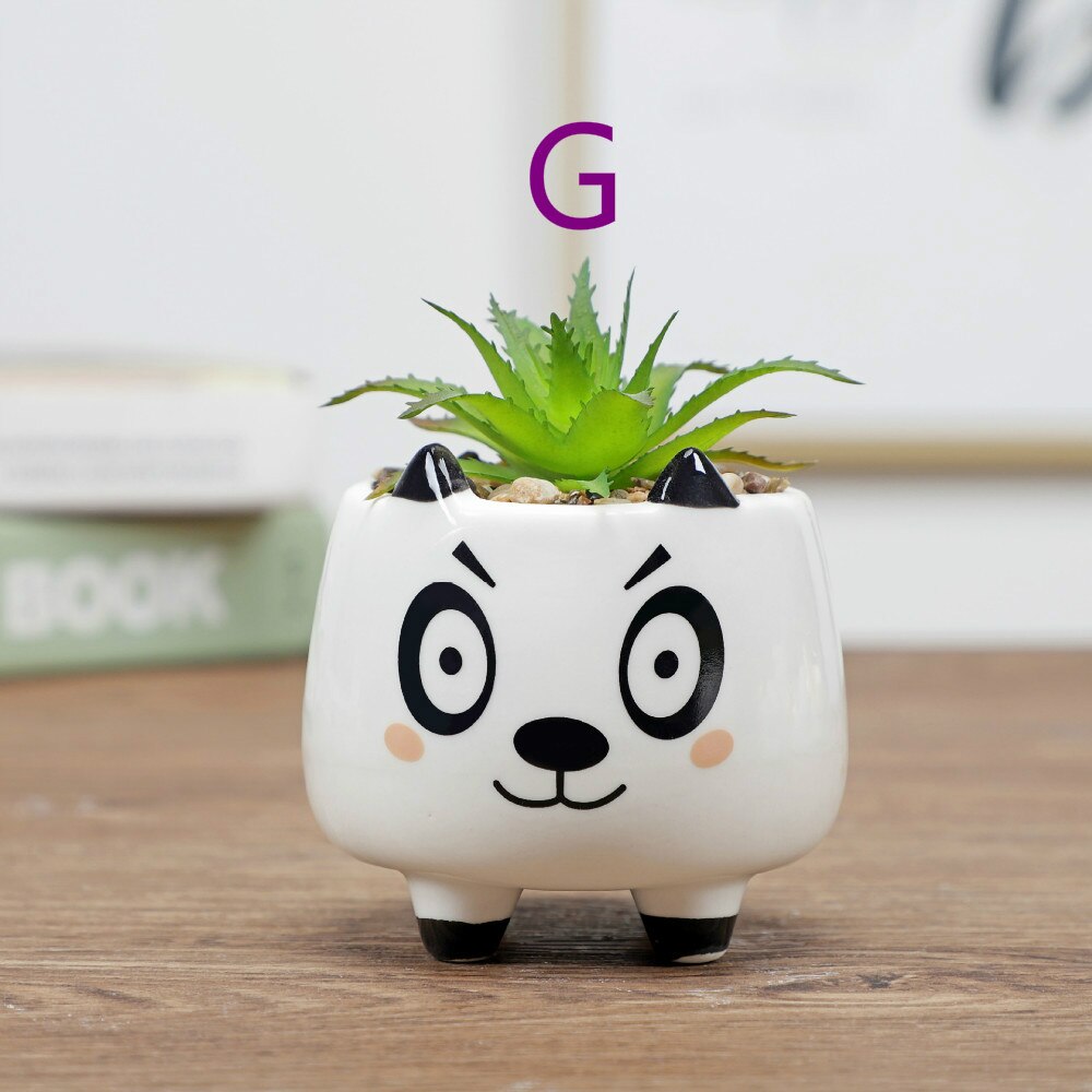 Dessin animé Animal Pot de fleur Pot d'intérieur Succulent plante Pot décoration de la maison artisanat décoration: G