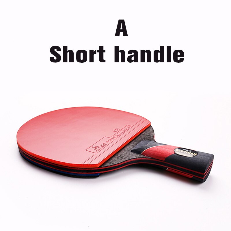 Raquette de tennis de table en carbone de , avec pagaie de ping-pong en caoutchouc à manche court, raquette de tennis de table à manche long, offensive: A short handle