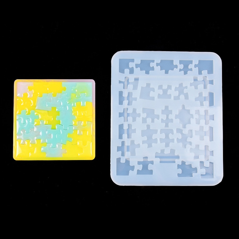 Puzzle Puzzle Silikon Formen DIY Handwerk Harz Gussformen Für Heimat Dekor Spiel spielen UV Epoxid Harz Tablett Bahn bilden Bausatz