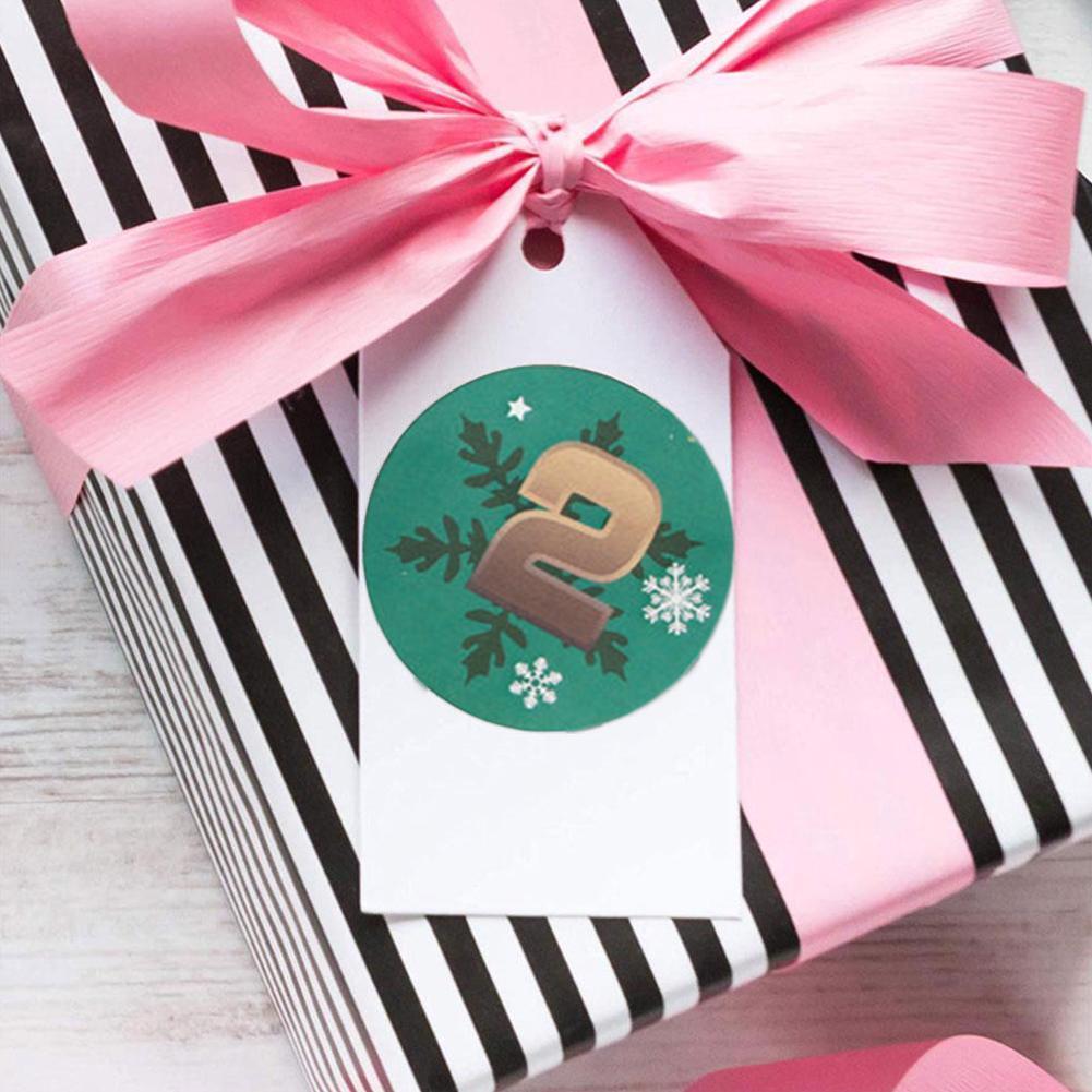 Merry Christmas Advent Calendar Number Paper Stickers Scrapbooking Round Diy Labels Sticker Christmas Xmas Decor M2L9