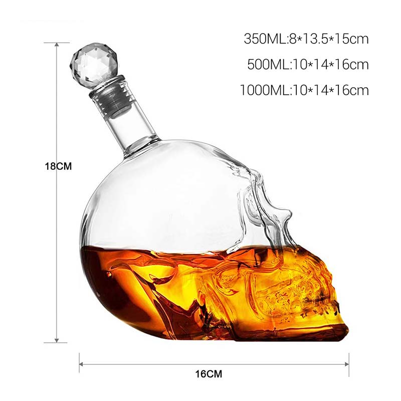1000350/500/ML Kristall Schädel Flasche Wodka Schädel Erschossen Glas Flasche Mit Kork Schädel Kopf Glas Karaffe Für Whiskey Wein Geister