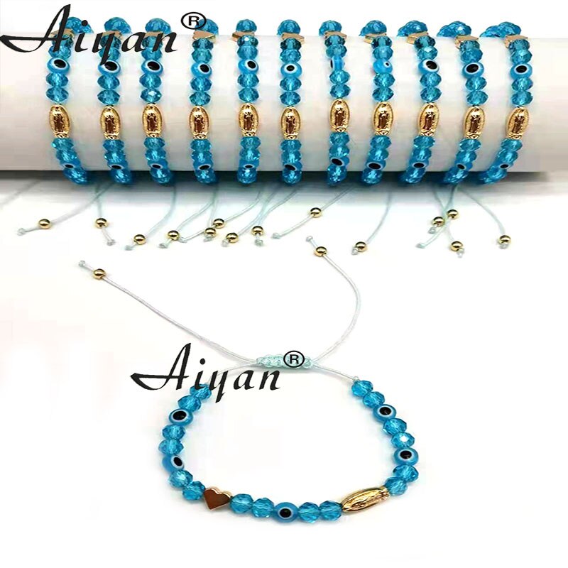 12 stück Religiöse Maria Und St. Judas Armbinde Mit Kristall Und Legierung Herz Können Verwendet Werden Für Gebet Und in EINE Vielzahl Von Farben: Maria 10 Blau