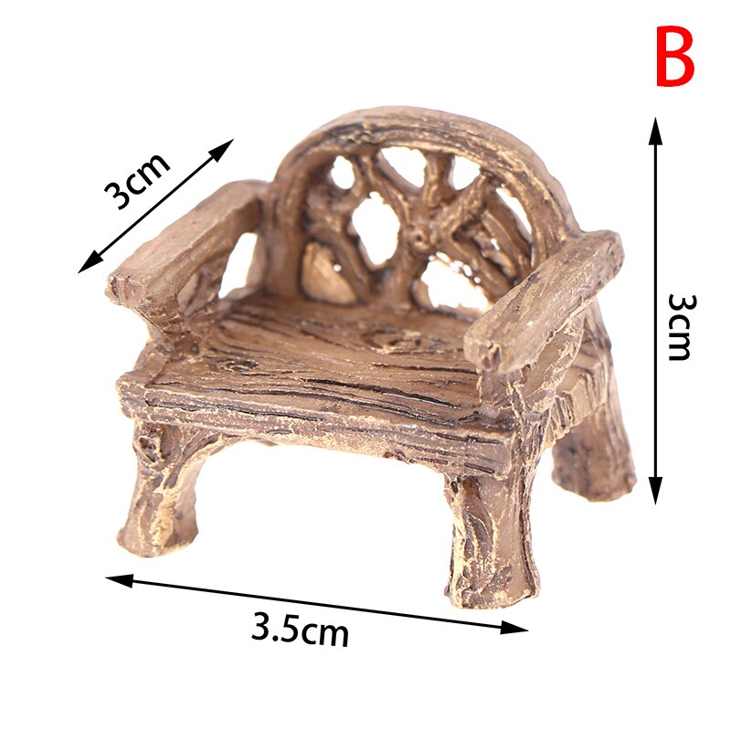 Mini Garden Ornament Miniature Park Seat Bench Craft Fairy Dollhouse Decor Micro Home Landscape Decor Accessories: B